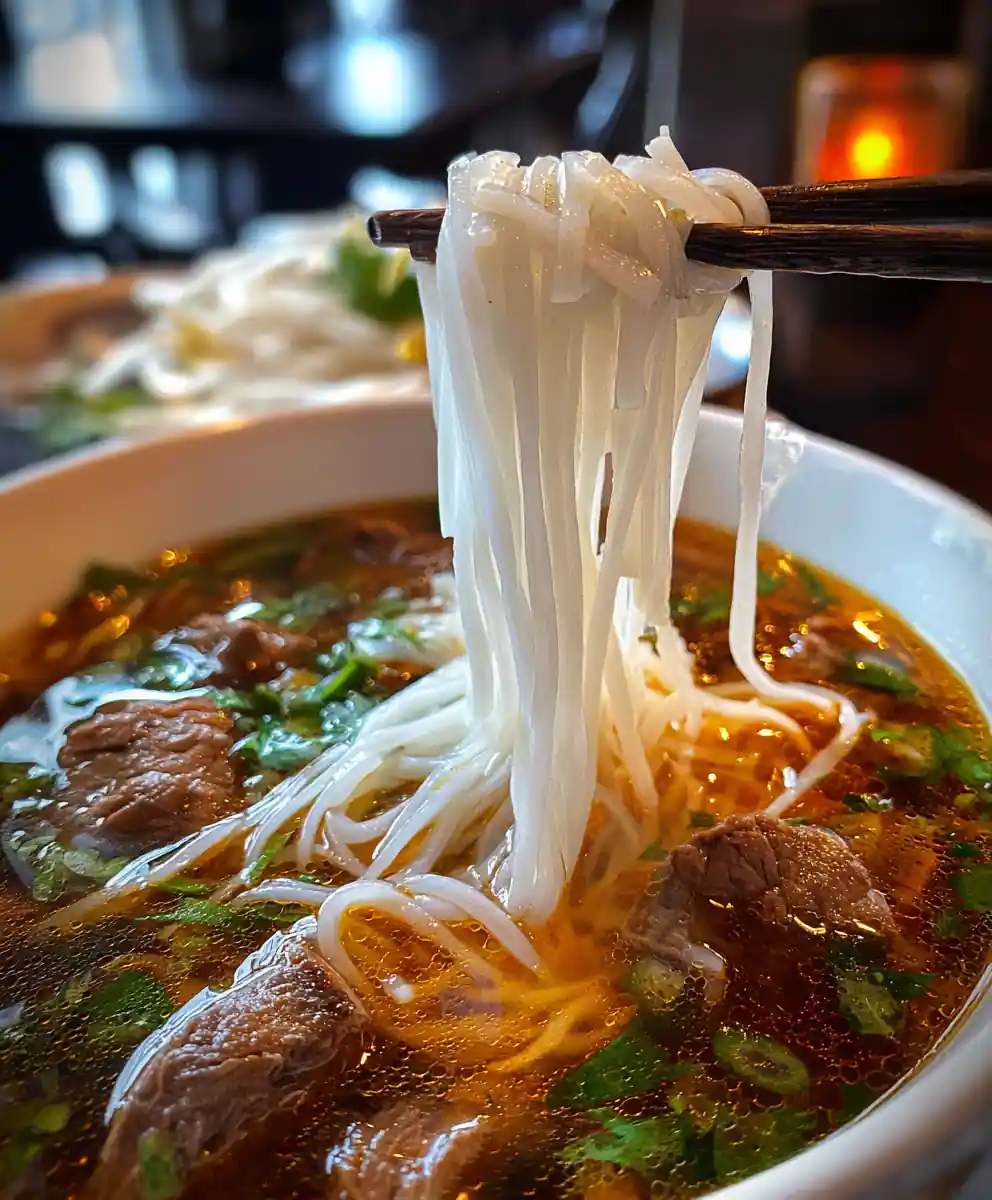 Pho Soup Recipe Beef Bone Broth with Rice Noodles