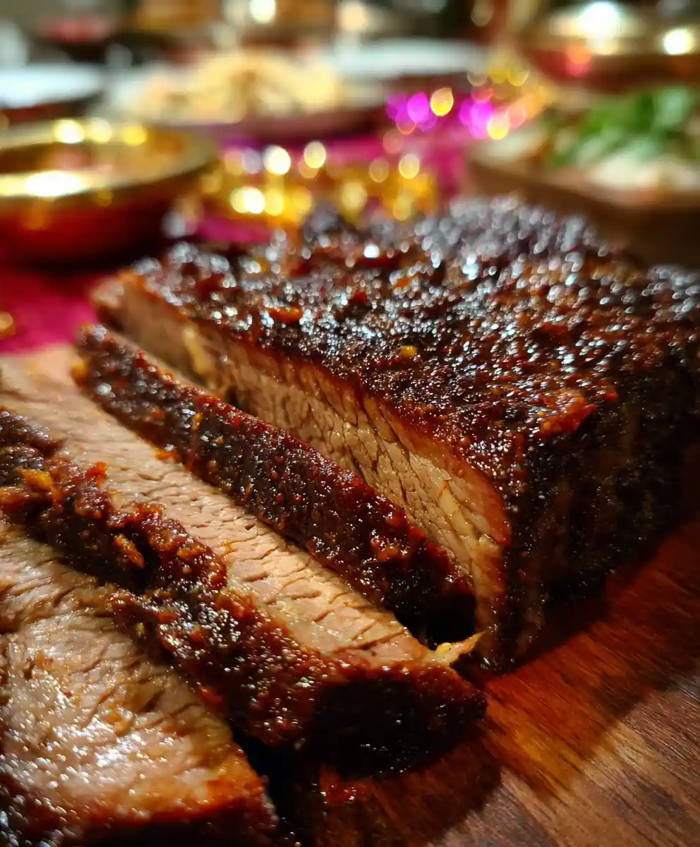 beef brisket recipe With Chili-Red Bark Glaze