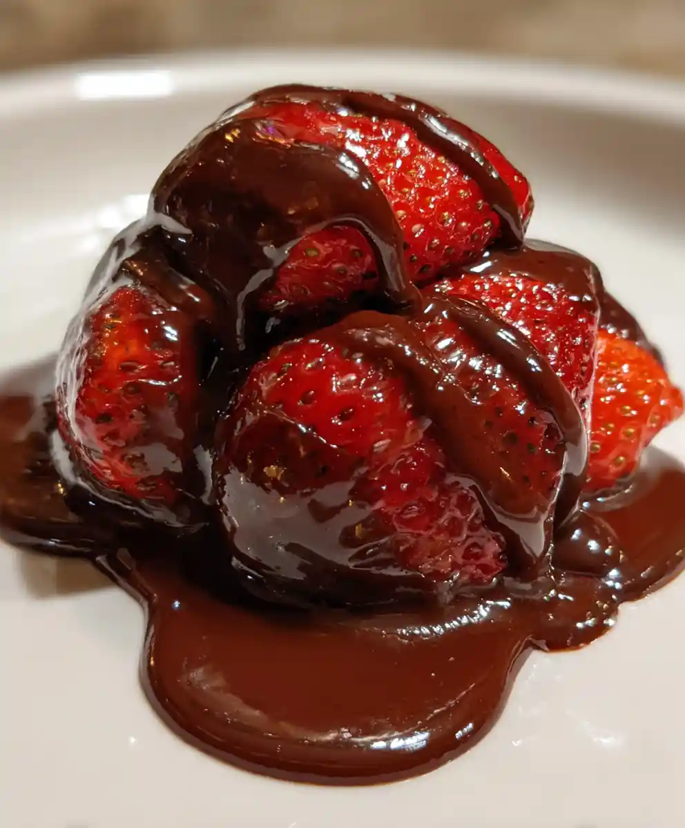chocolate gravy recipe Over Strawberries for Red Contrast
