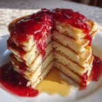 Easy Pancake Recipe Fluffy Easy Pancakes With Berry Stripe 1761841325.7951713