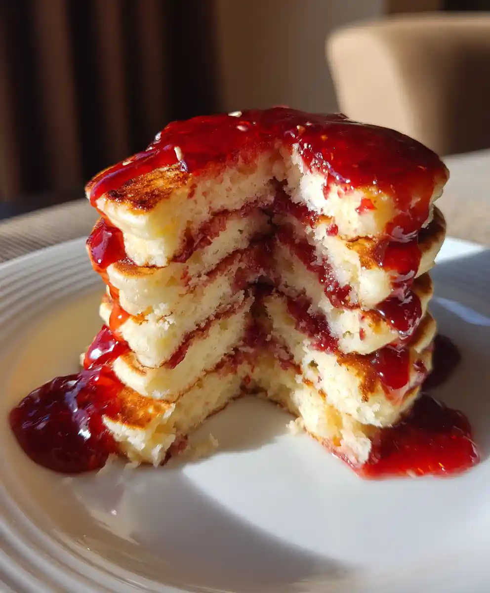 easy pancake recipe Fluffy Easy Pancakes With Berry Stripe