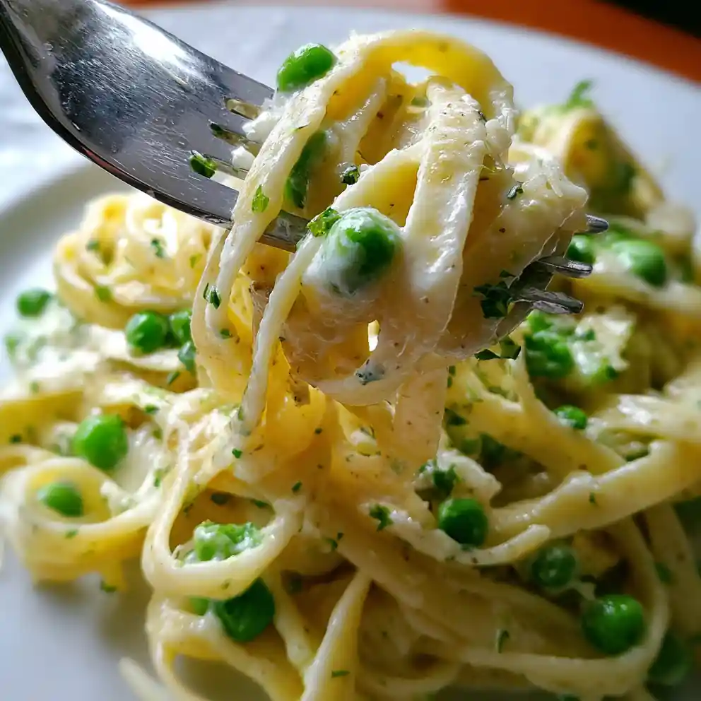 fettuccine alfredo recipe With Green Pea Speckles