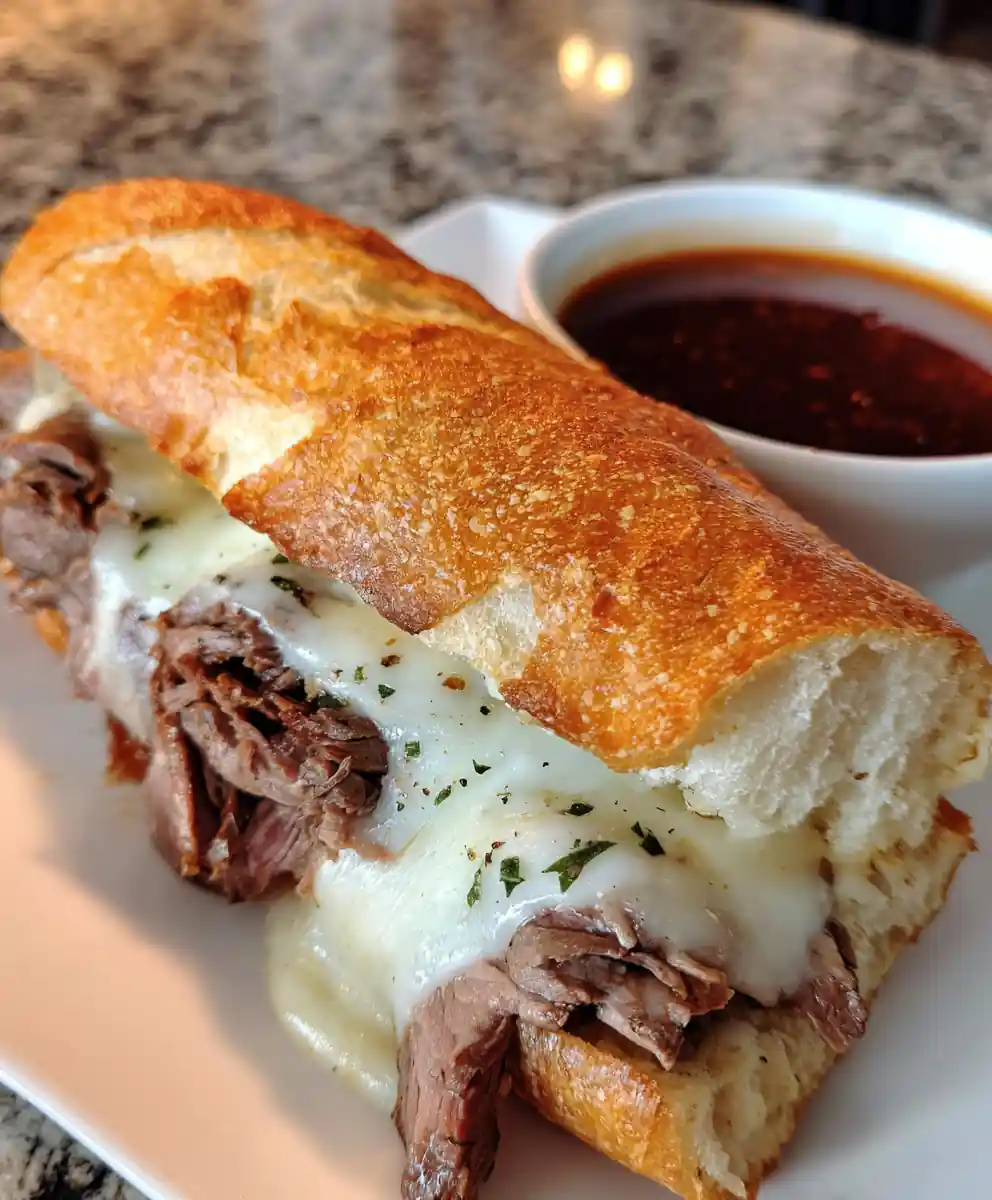 french dip sandwich recipe With Cherry Pepper Au Jus