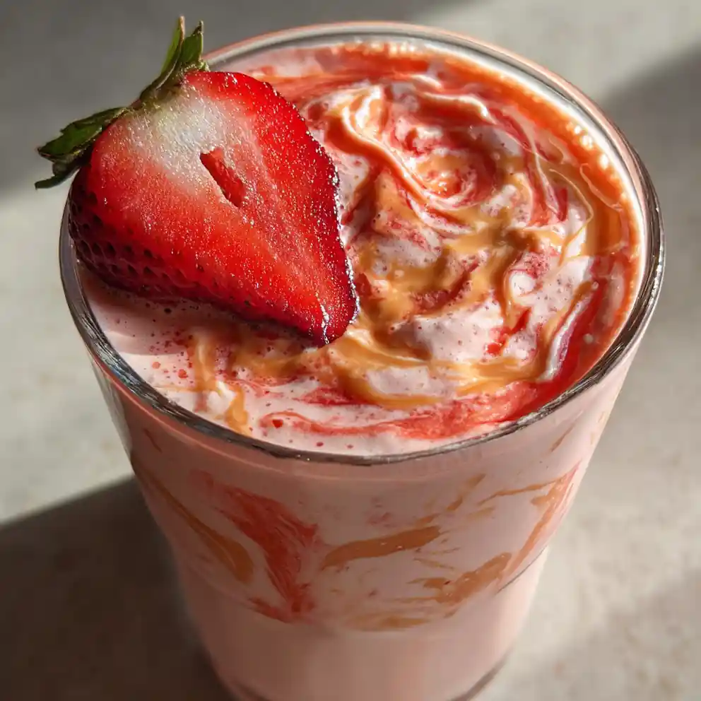 hailey bieber smoothie recipe with Strawberry Ripple Glow
