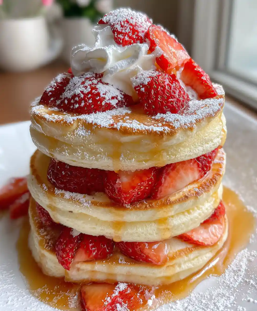 japanese fluffy pancakes recipe Strawberry-Stack Japanese Fluffy Pancakes