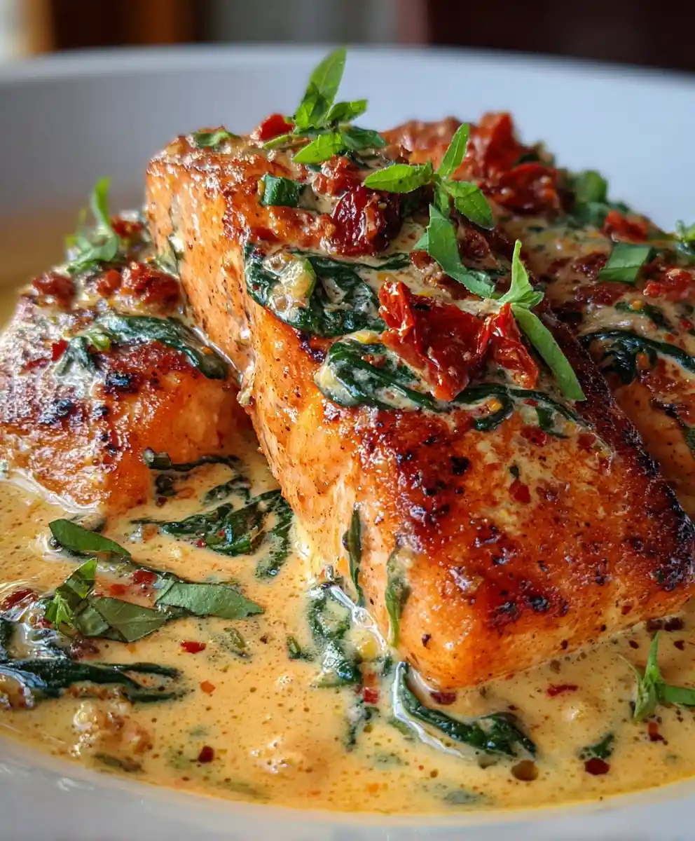 marry me salmon recipe with Sun Dried Tomato Cream