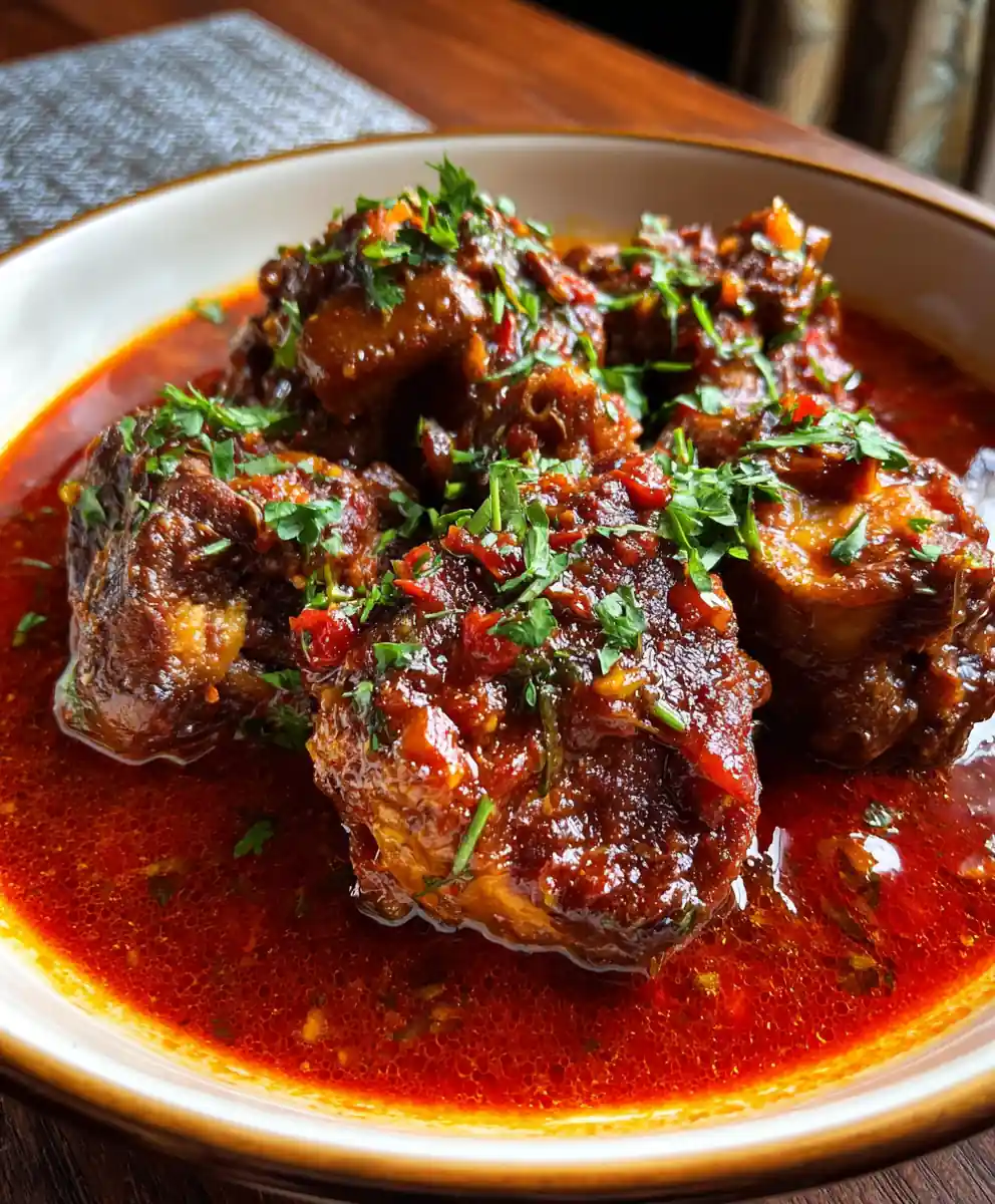 oxtail recipe In Deep Red Pepper Stew