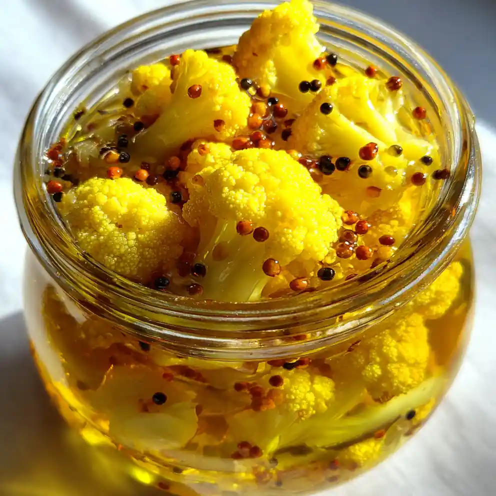 pickled cauliflower recipe Turmeric-Gold Pickled Cauliflower Florets