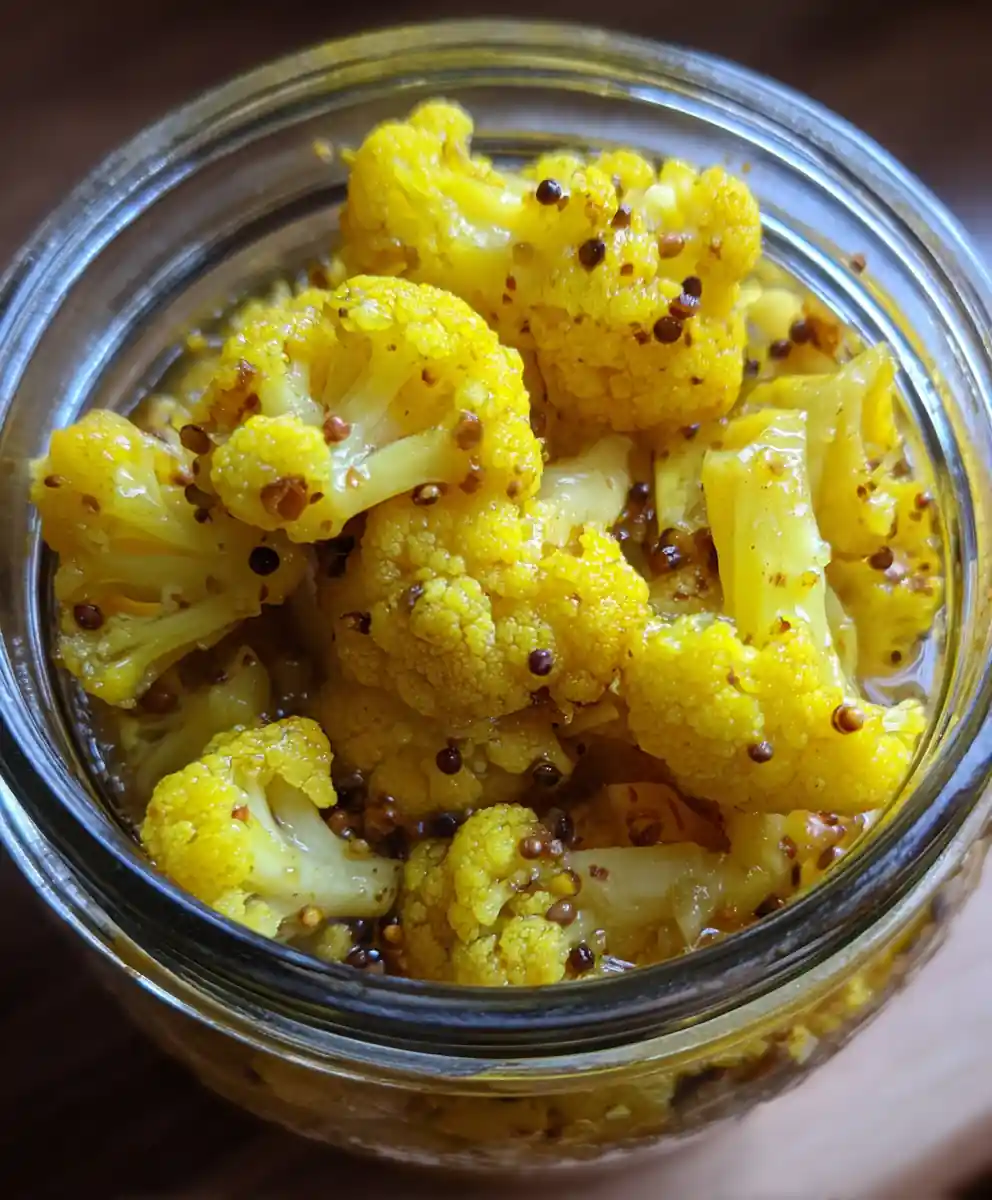 pickled cauliflower recipe Turmeric-Gold Pickled Cauliflower Florets