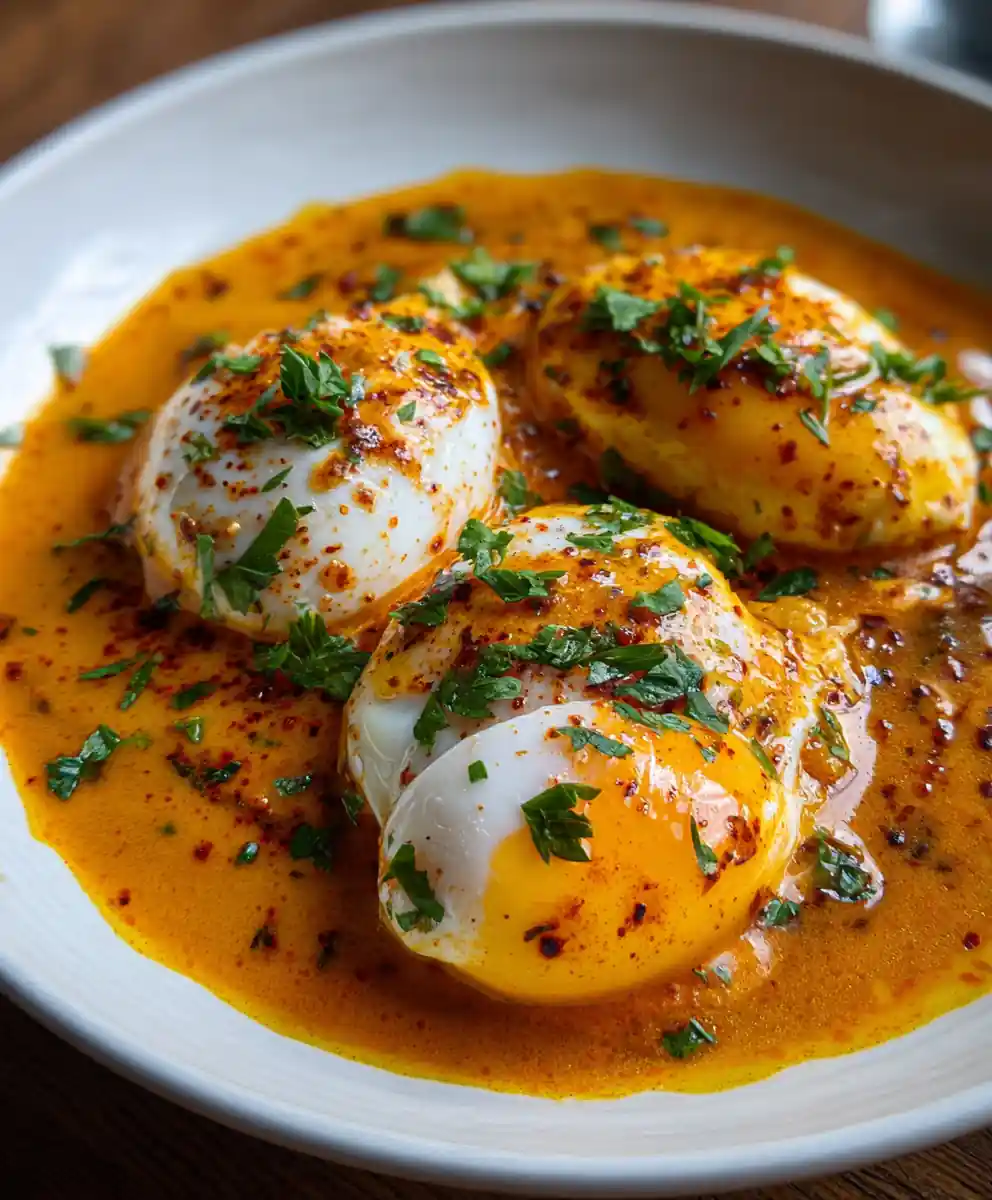 poached egg recipe Over Tomato Saffron Pool