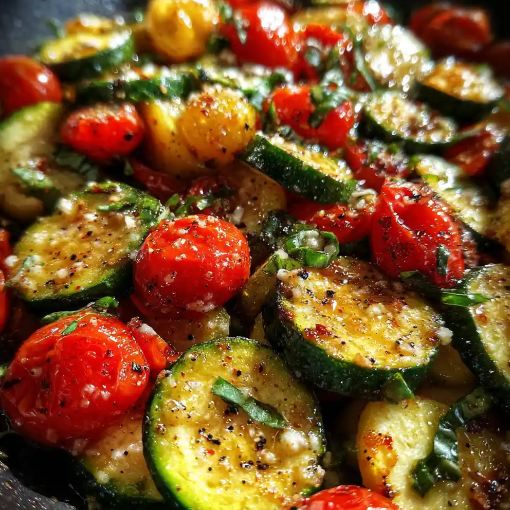 sauteed zucchini recipe Garlic-Seared Zucchini With Tomato Jewel Toss