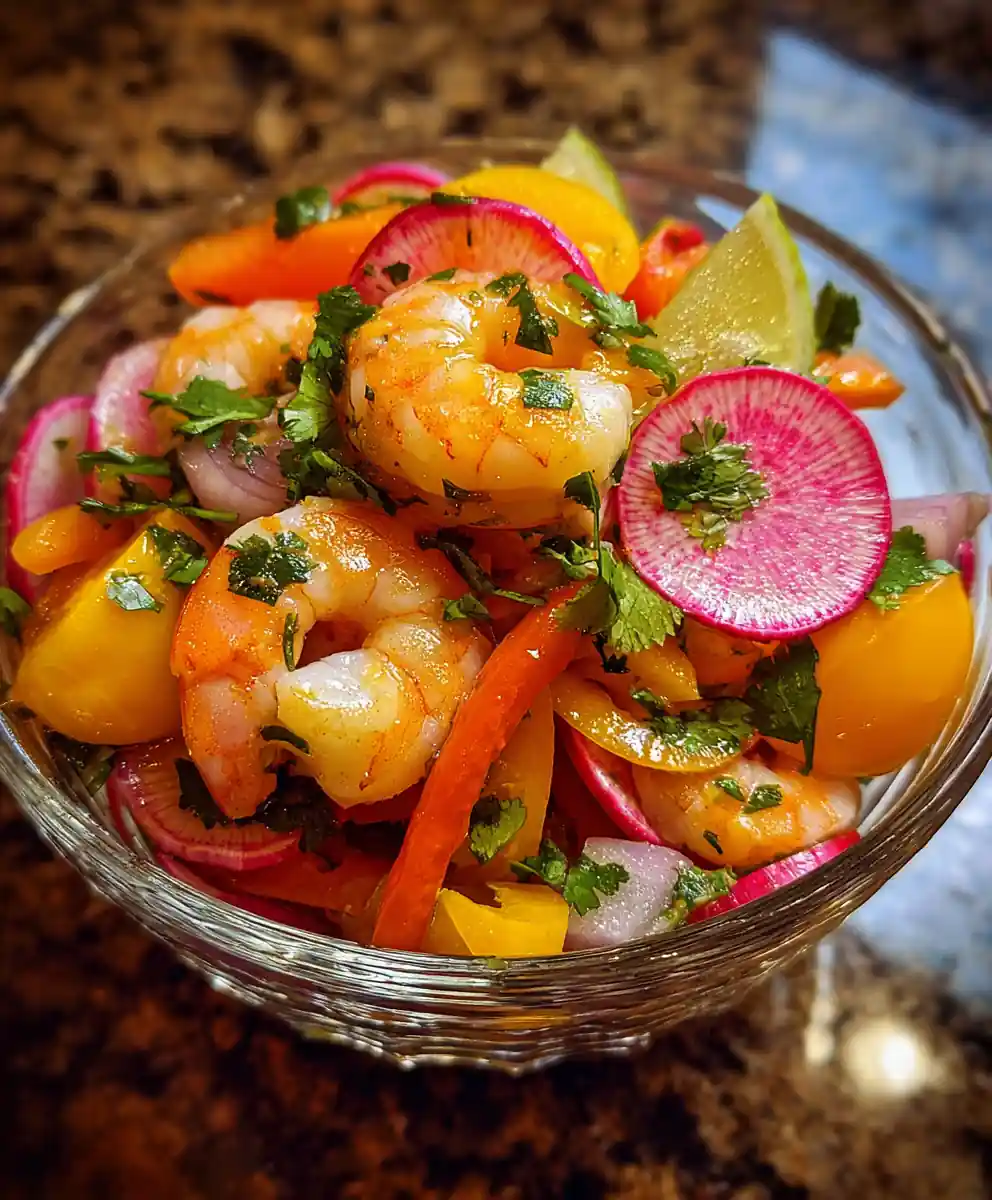 shrimp ceviche recipe With Watermelon Radish Confetti