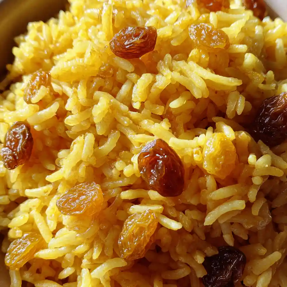 Turmeric Rice Recipe With Golden Raisin Studs 4 turmeric rice recipe with Golden Raisin Studs