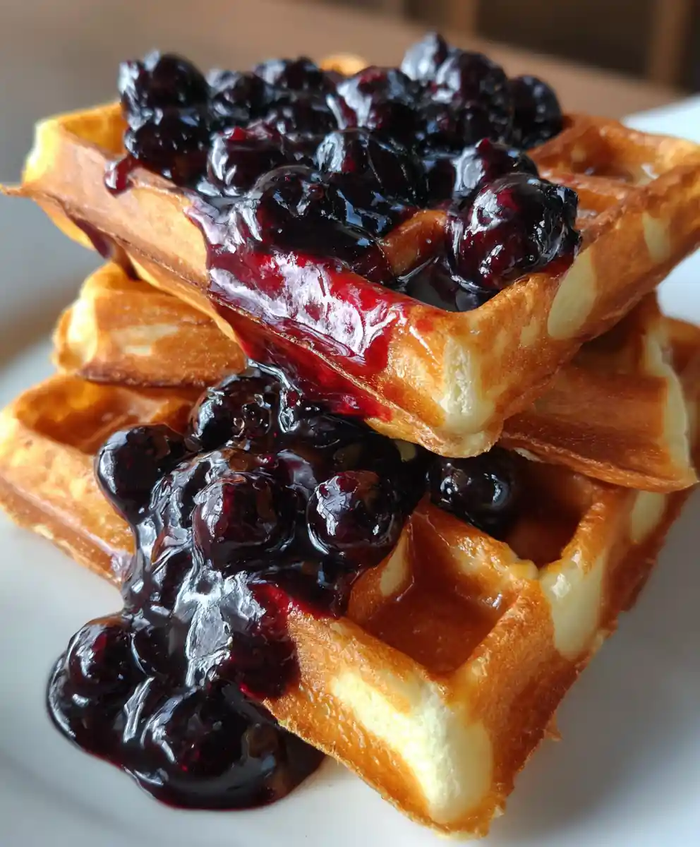 waffle recipe With Blueberry Compote Ribbon