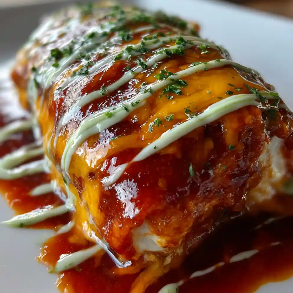 wet burrito recipe Enchilada-Red Wet Burrito With Avocado Drizzle