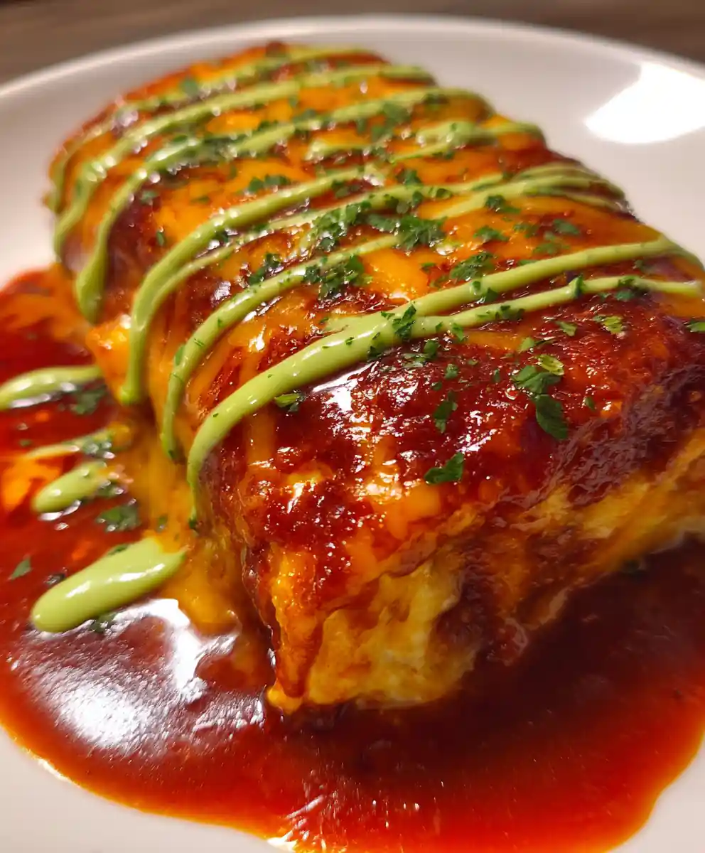 wet burrito recipe Enchilada-Red Wet Burrito With Avocado Drizzle