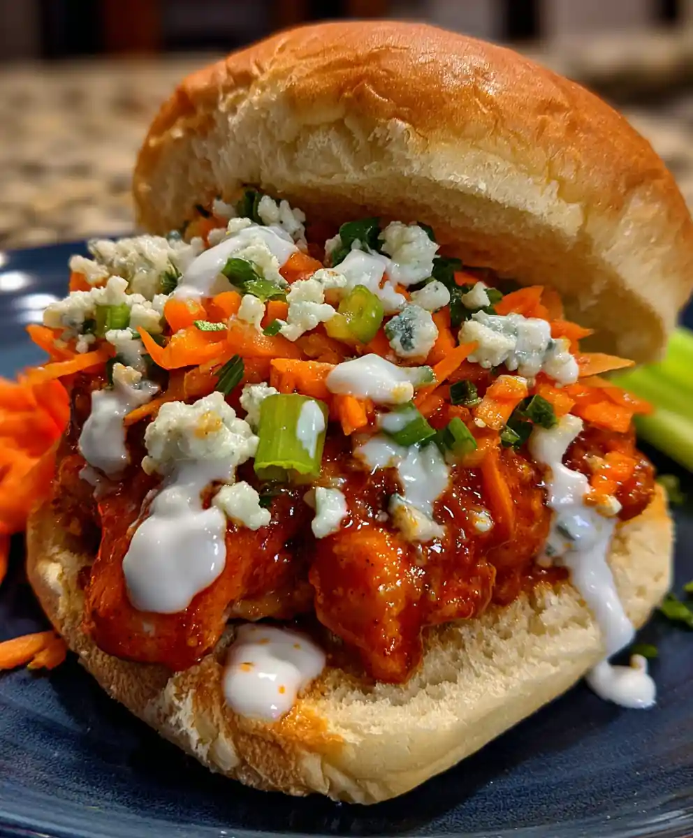 buffalo chicken recipe Carrot Celery Crunch With Blue Drizzle