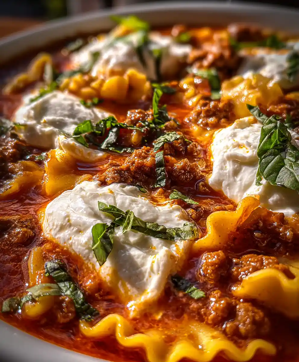 lasagna soup recipe Tomato Basil Broth With Ricotta Dollops