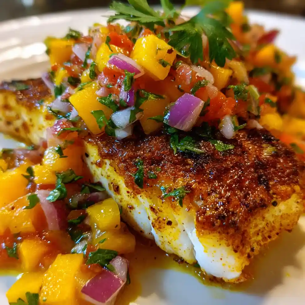 mahi mahi recipe Turmeric Crust With Papaya Salsa