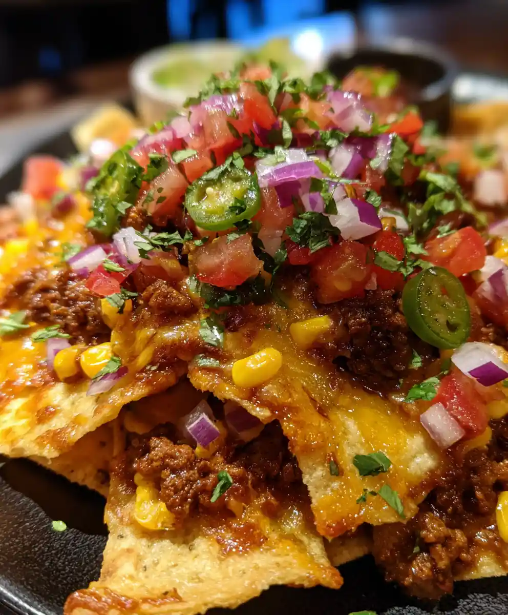 nachos recipe Charred Corn Pico and Jalapeño Ribbons