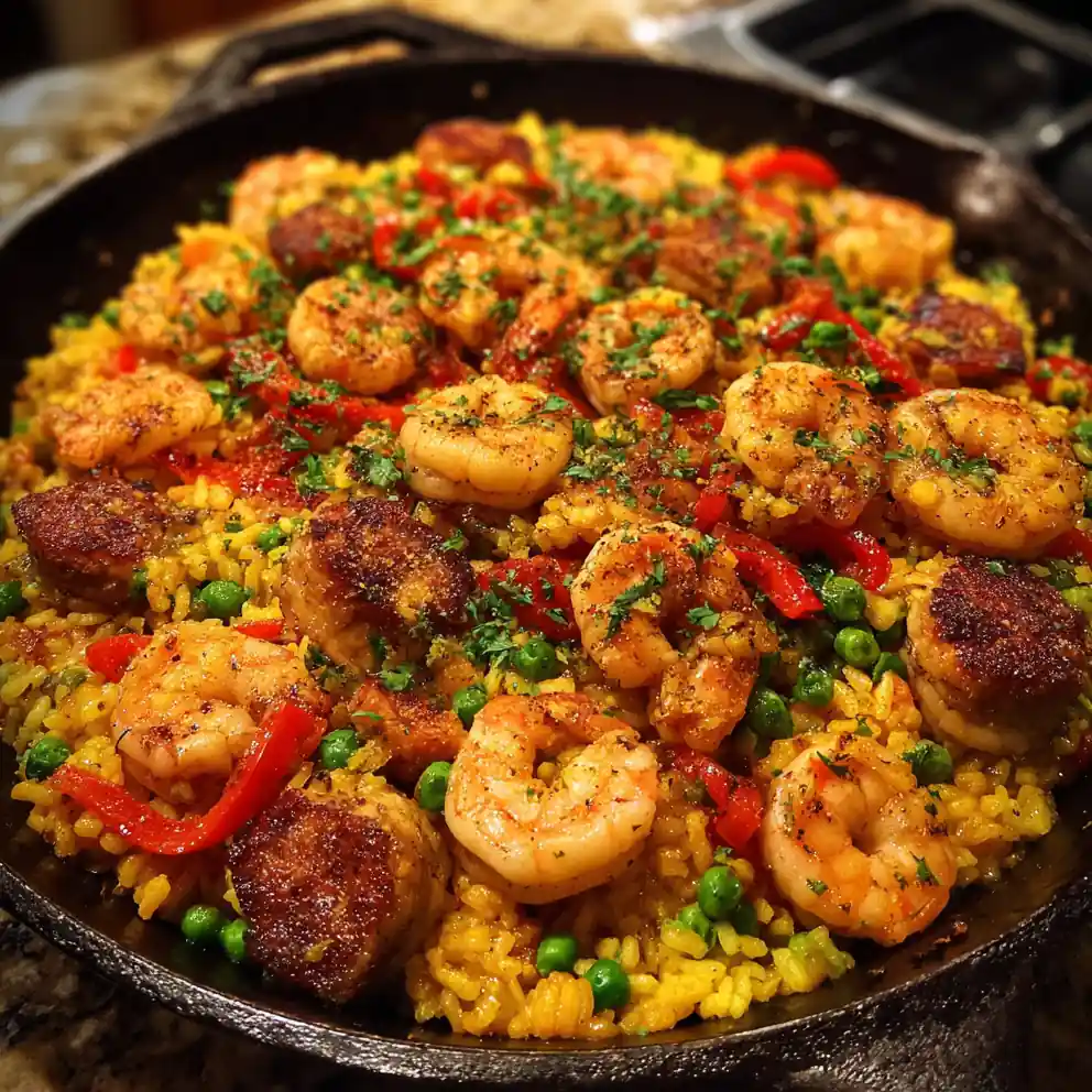 paella recipe Saffron Skillet With Roasted Red Stripes