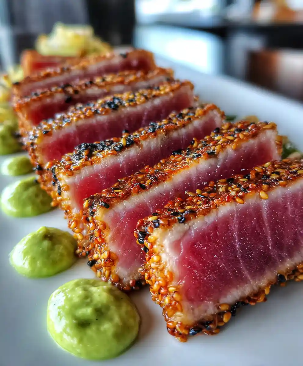 Seared Ahi Tuna Recipe Sesame Crust With Wasabi Avocado 5 seared ahi tuna recipe Sesame Crust With Wasabi Avocado