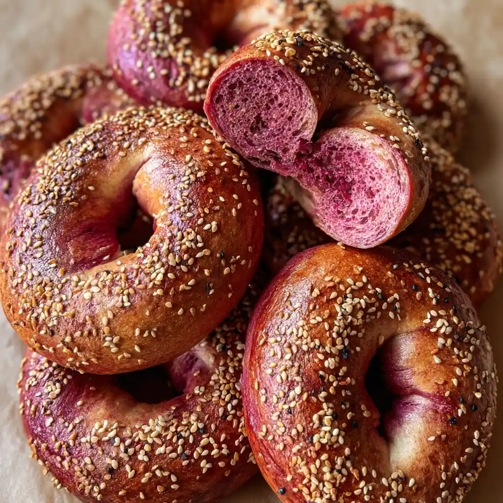 Sourdough Bagels Recipe Beet Sesame Swirl Rings 1762639596.5421968