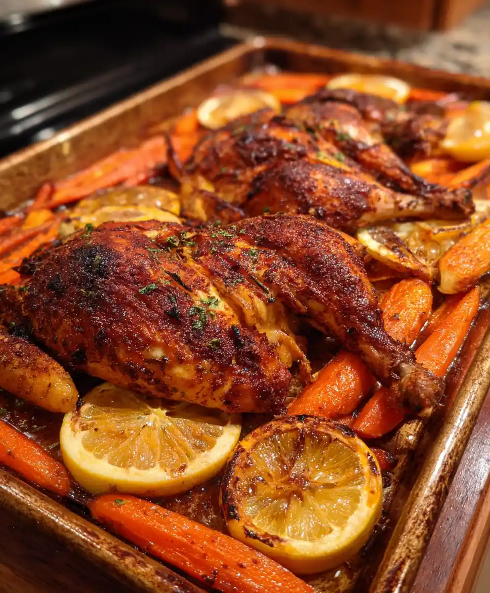 spatchcock chicken recipe Paprika Citrus Sheet With Carrots