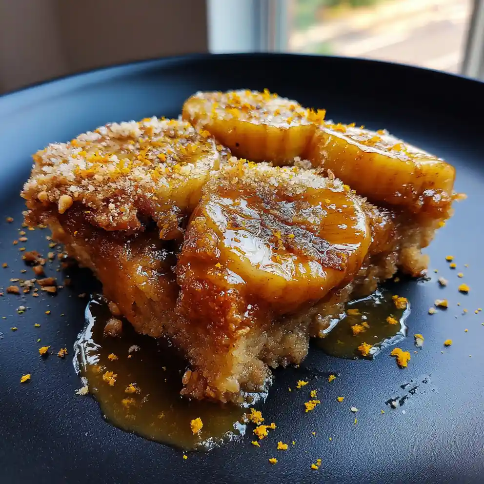 Banana Foster Cobbler With Cardamom Orange Glaze And Toasted Almond Coconut Crumble 4 Banana Foster Cobbler with Cardamom Orange Glaze and Toasted Almond Coconut Crumble