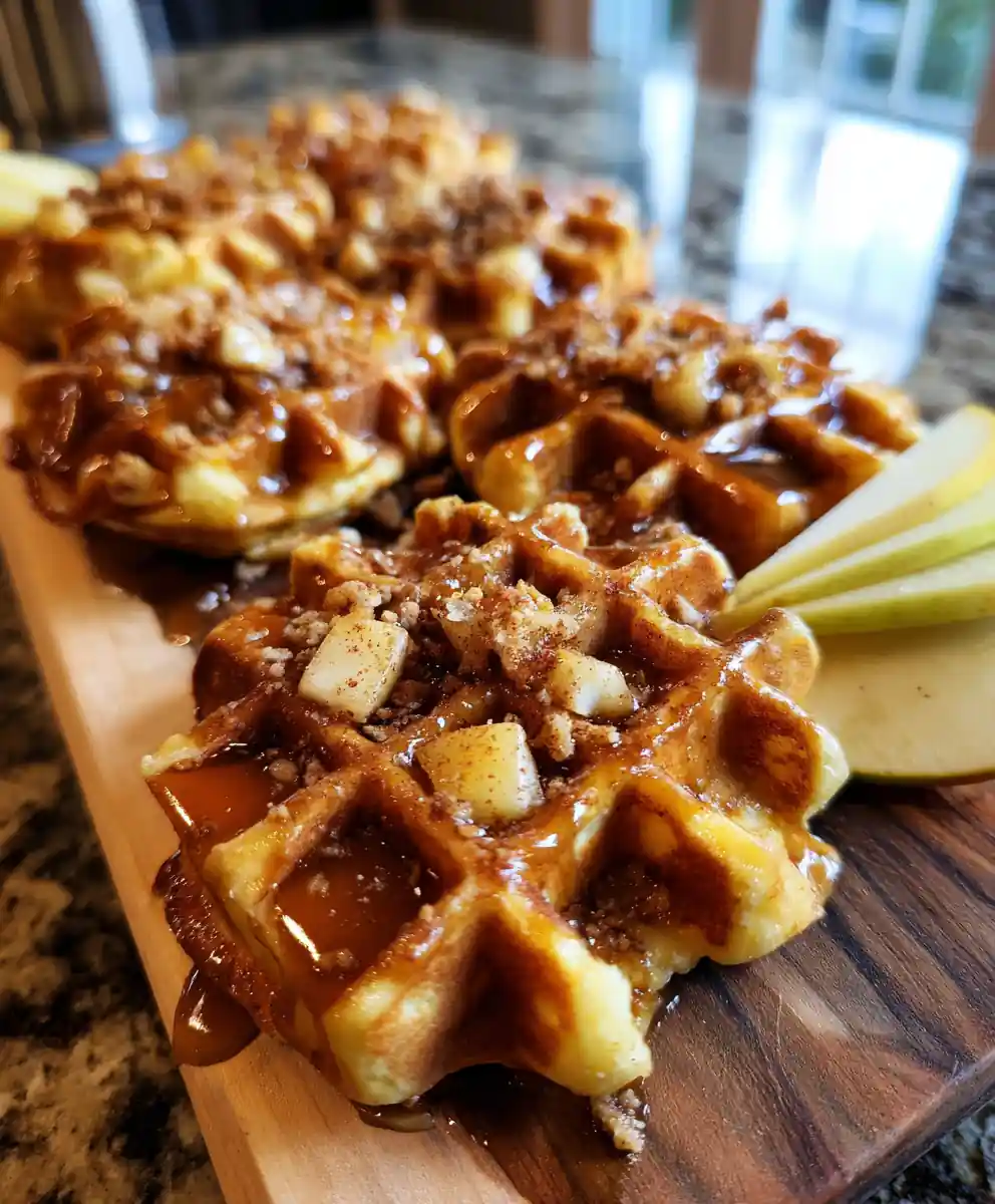 Caramel Glazed Apple Fritter Waffle Donuts 5 Caramel Glazed Apple Fritter Waffle Donuts