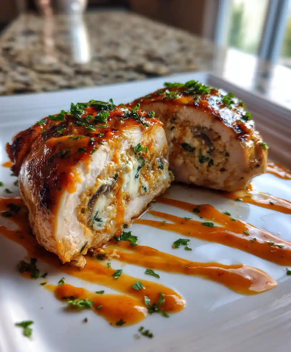 Cheesy Garlic Butter Mushroom Stuffed Chicken With Sun Dried Tomato Cream Swirl 5 Cheesy Garlic Butter Mushroom Stuffed Chicken with Sun Dried Tomato Cream Swirl