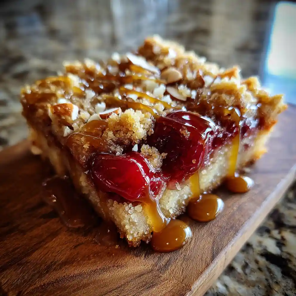 Cherry Cobbler Bars With Salted Caramel Swirl 4 Cherry Cobbler Bars with Salted Caramel Swirl