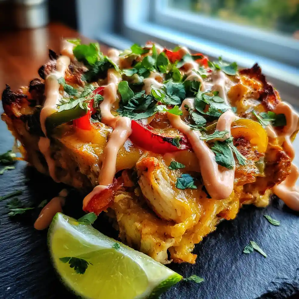 Chicken Fajita Casserole With Chipotle Crema Swirl 4 Chicken Fajita Casserole with Chipotle Crema Swirl