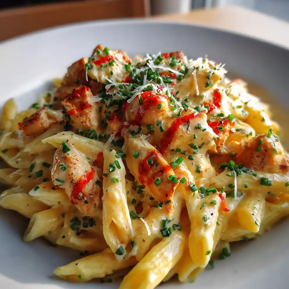 Creamy Ranch Chicken Pasta With Roasted Red Pepper Swirl 4 Creamy Ranch Chicken Pasta with Roasted Red Pepper Swirl