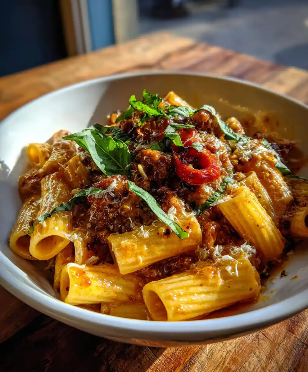 Creamy Sausage Rigatoni With Roasted Red Pepper Swirl 5 Creamy Sausage Rigatoni with Roasted Red Pepper Swirl