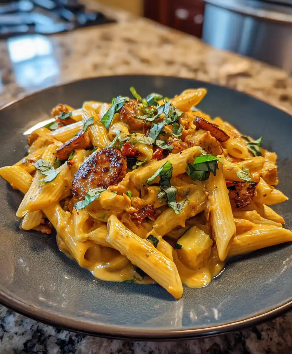 Creamy Sun Dried Tomato Basil Pasta With Chicken Sausages And Zucchini 5 Creamy Sun Dried Tomato Basil Pasta with Chicken Sausages and Zucchini