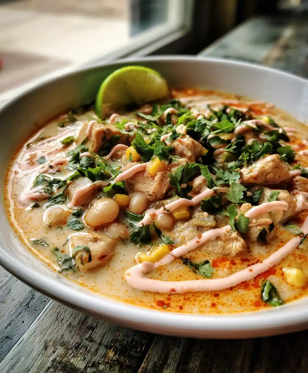 Creamy White Chicken Chili With Chipotle Lime Swirl 5 Creamy White Chicken Chili with Chipotle Lime Swirl