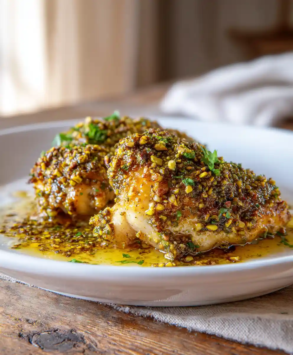 Crispy Pistachio Crusted Baked Garlic Parmesan Chicken With Lemon Garlic Butter Drizzle 5 Crispy Pistachio Crusted Baked Garlic Parmesan Chicken with Lemon Garlic Butter Drizzle