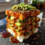 Crispy Teriyaki Tofu Avocado Rice Stack With Miso Caramel Drizzle 4 Crispy Teriyaki Tofu Avocado Rice Stack With Miso Caramel Drizzle 1767841313.8145905
