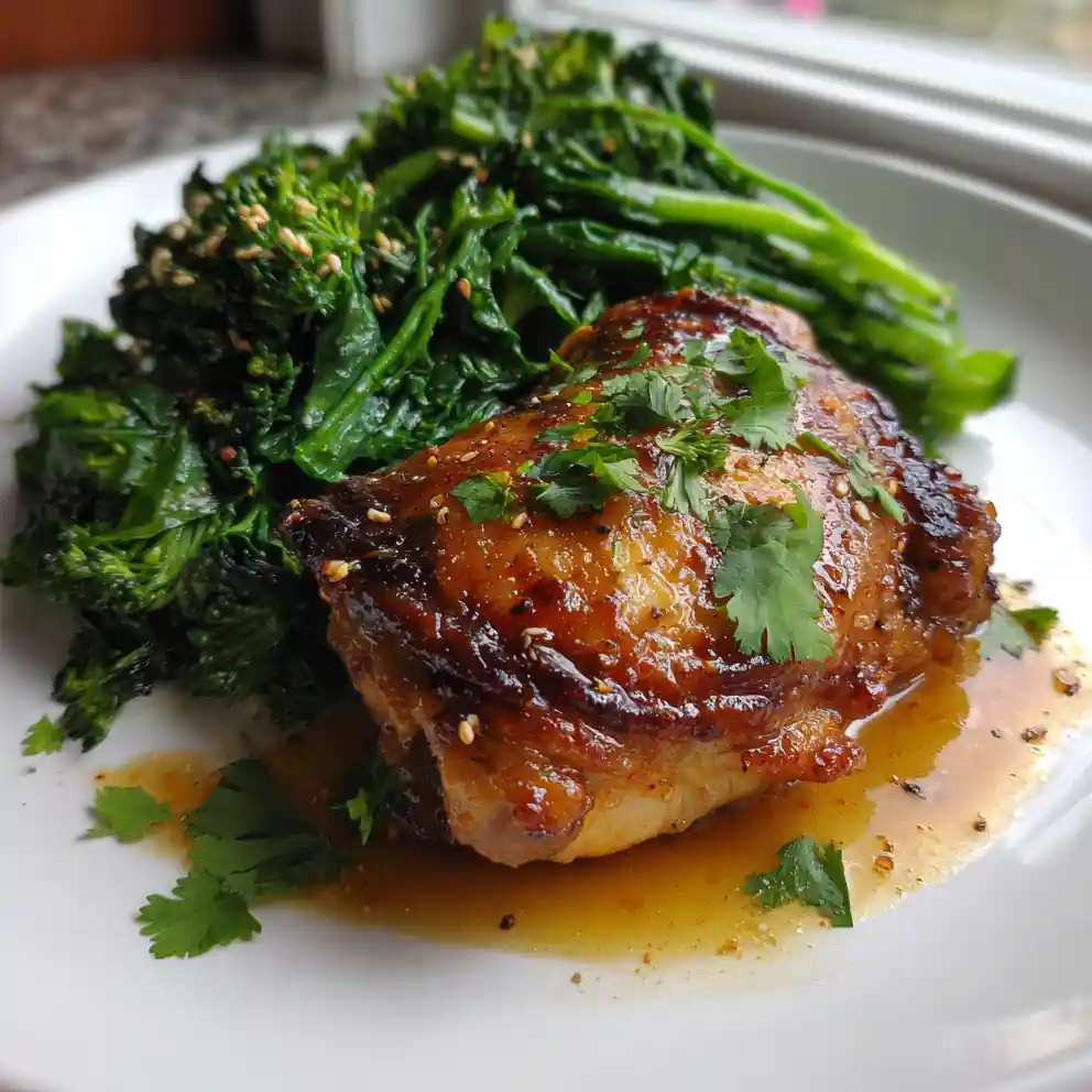 Garlic Chicken With Broccoli, Spinach & Miso Glaze 4 Garlic Chicken with Broccoli, Spinach & Miso Glaze