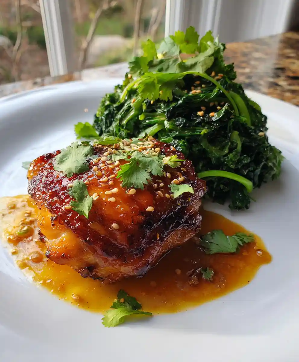 Garlic Chicken With Broccoli, Spinach & Miso Glaze 5 Garlic Chicken with Broccoli, Spinach & Miso Glaze