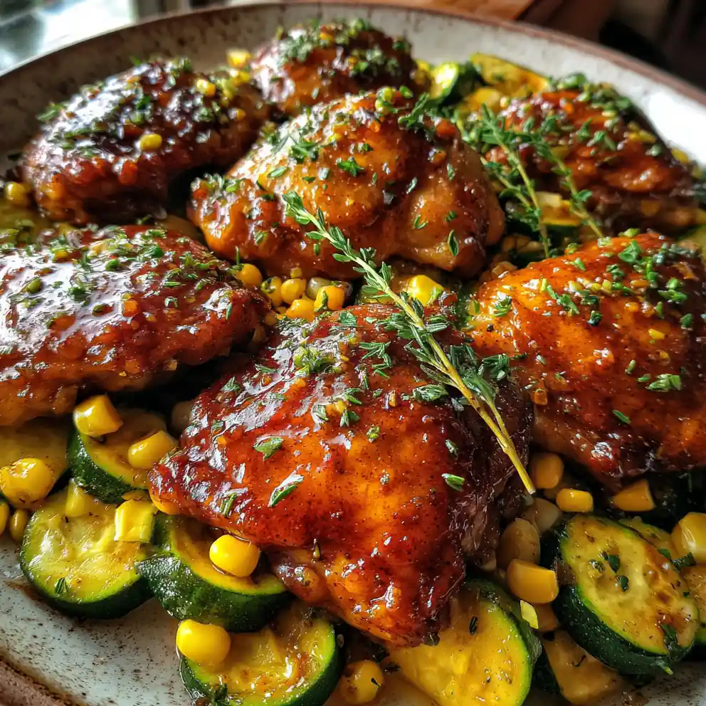 Honey Paprika Glazed Garlic Butter Chicken With Zucchini And Corn 4 Honey Paprika Glazed Garlic Butter Chicken with Zucchini and Corn