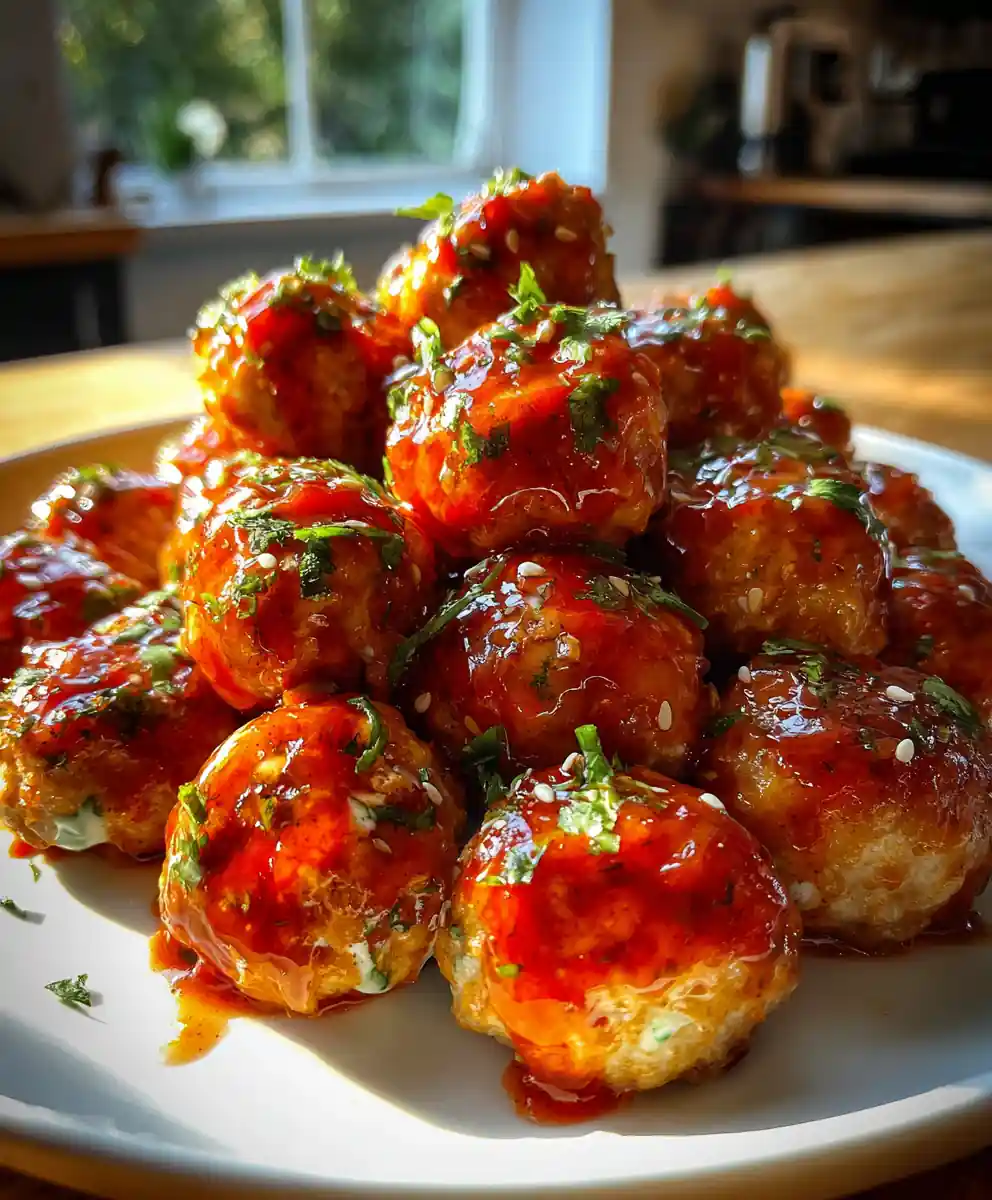 Honey Sriracha Ground Chicken Meatballs With Cilantro Lime Yogurt Drizzle 5 Honey Sriracha Ground Chicken Meatballs with Cilantro Lime Yogurt Drizzle