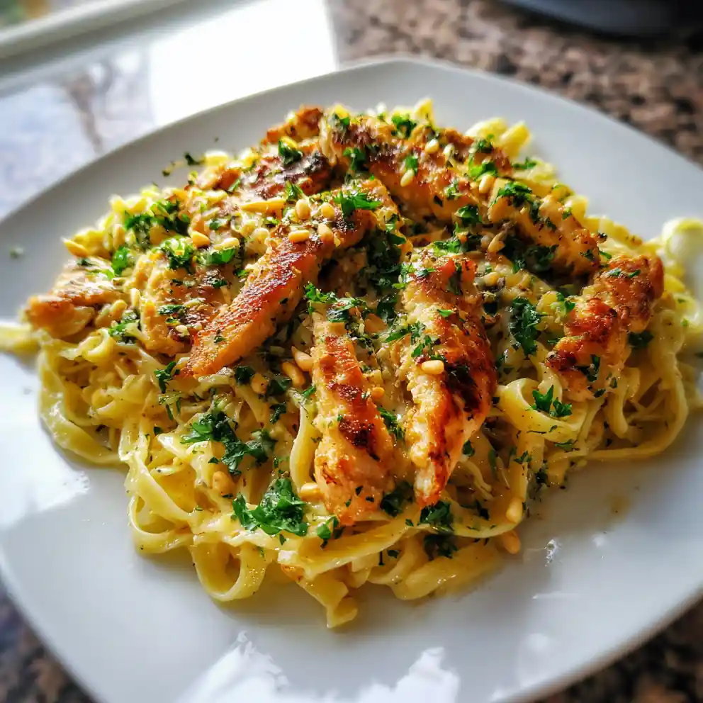 Lemon Herb Buttered Noodles With Pan Seared Chicken 4 Lemon Herb Buttered Noodles with Pan Seared Chicken