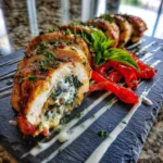 Lemon Zest Mozzarella Spinach Stuffed Chicken With Charred Peppers 1767838783.7835524