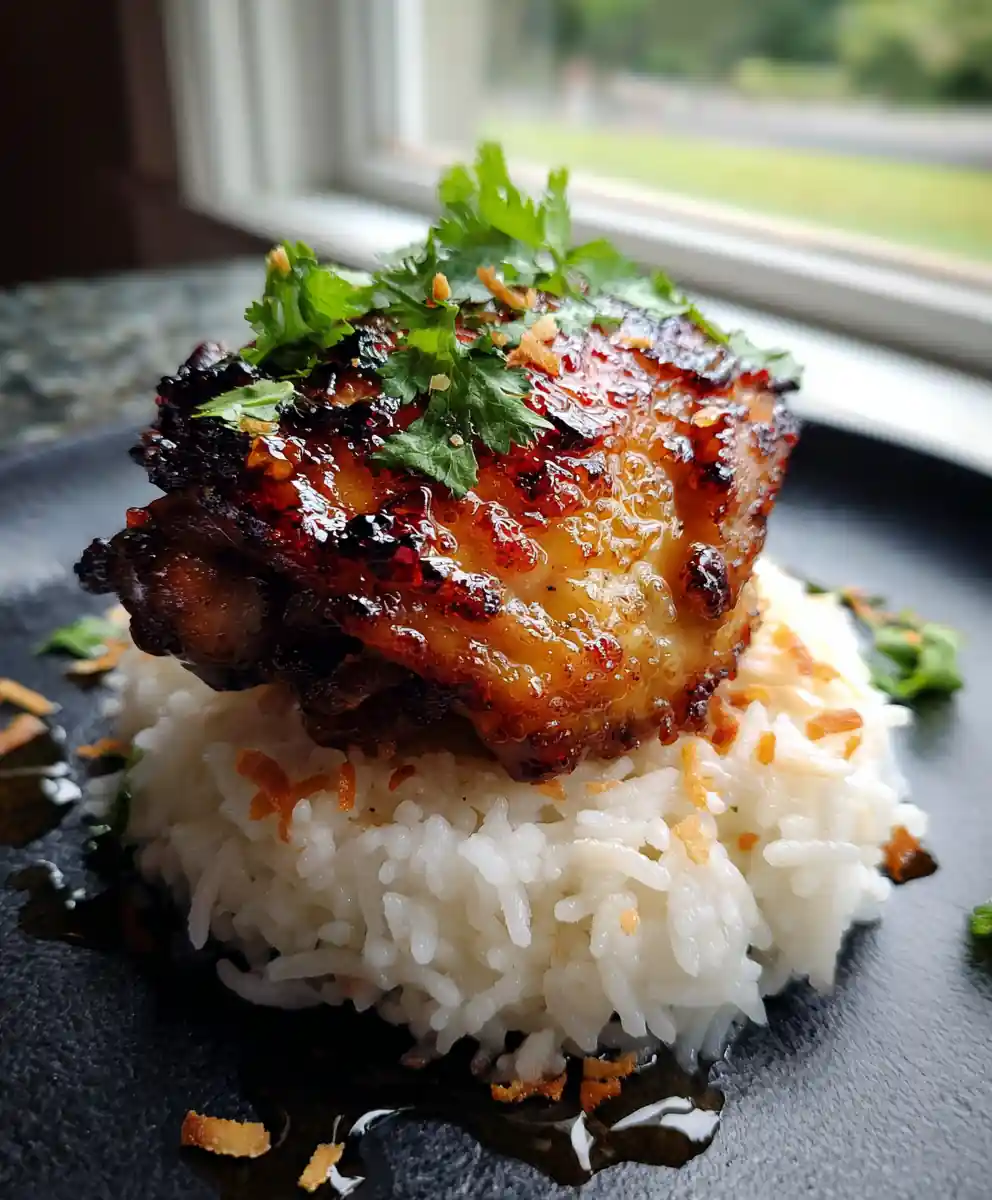 Mango Chipotle Glazed Chicken Over Lime Infused Coconut Rice 5 Mango Chipotle Glazed Chicken over Lime Infused Coconut Rice