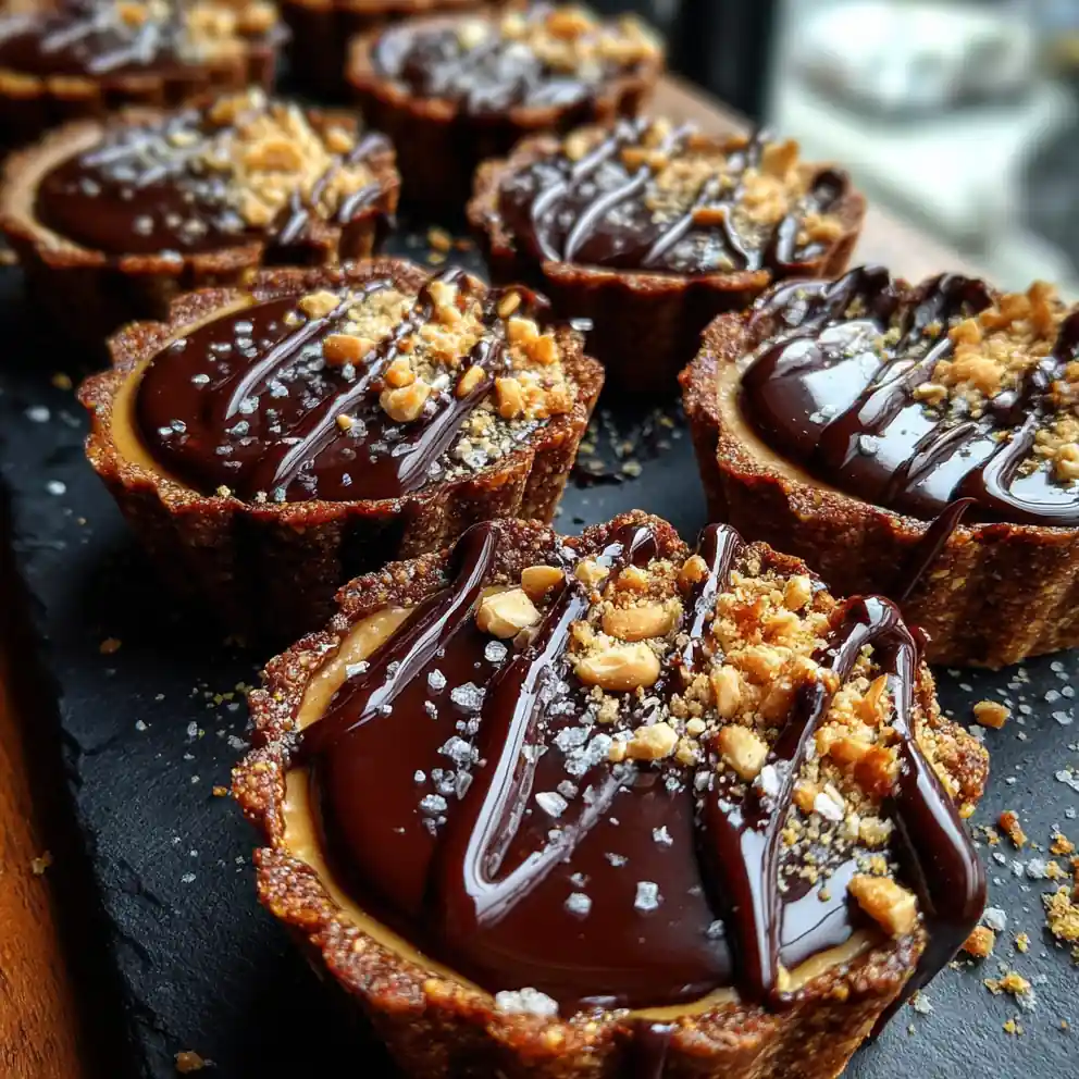 Mini Chocolate Peanut Butter Pies With Espresso Ganache Drizzle 4 Mini Chocolate Peanut Butter Pies with Espresso Ganache Drizzle