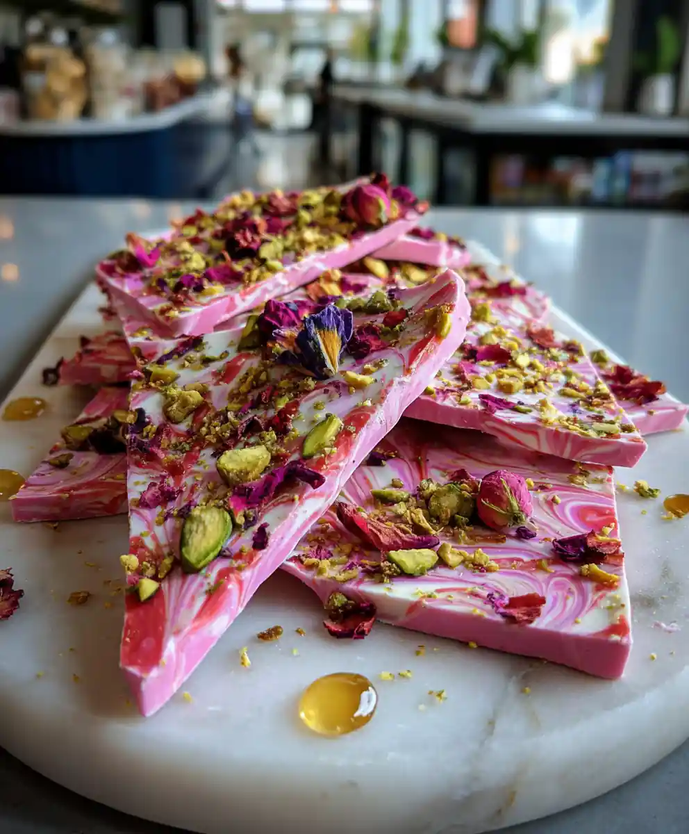 Rose Pistachio Swirled Yogurt Unicorn Bark 5 Rose Pistachio Swirled Yogurt Unicorn Bark