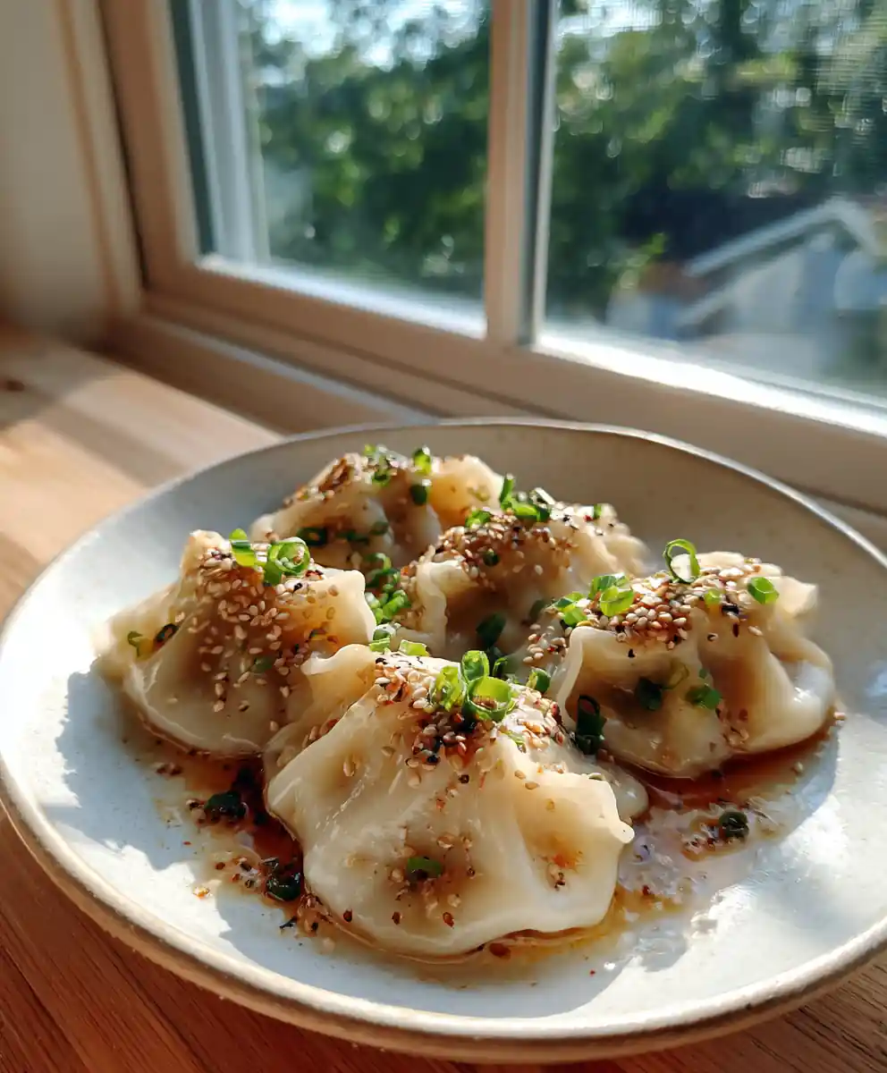 Savory Chicken Chinese Dumplings With Miso Sesame Cream Center 5 Savory Chicken Chinese Dumplings with Miso Sesame Cream Center
