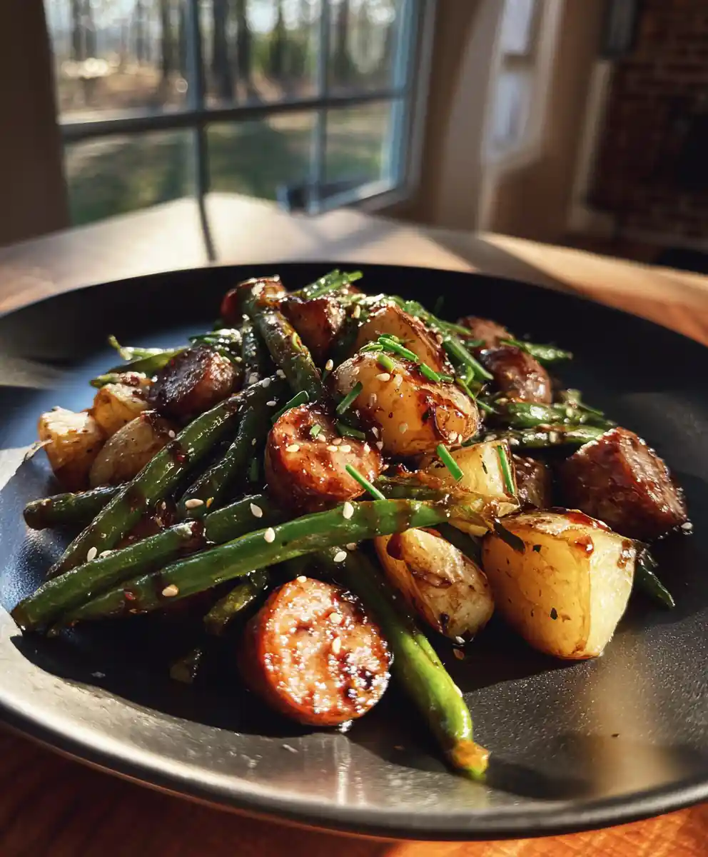 Sheet Pan Sausage With Crispy Potatoes And Garlic Miso Green Beans 5 Sheet Pan Sausage with Crispy Potatoes and Garlic Miso Green Beans